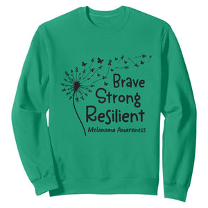 Brave Strong Resilient Sweatshirt Melanoma Warrior Dandelion Gift TS12 Irish Green Print Your Wear