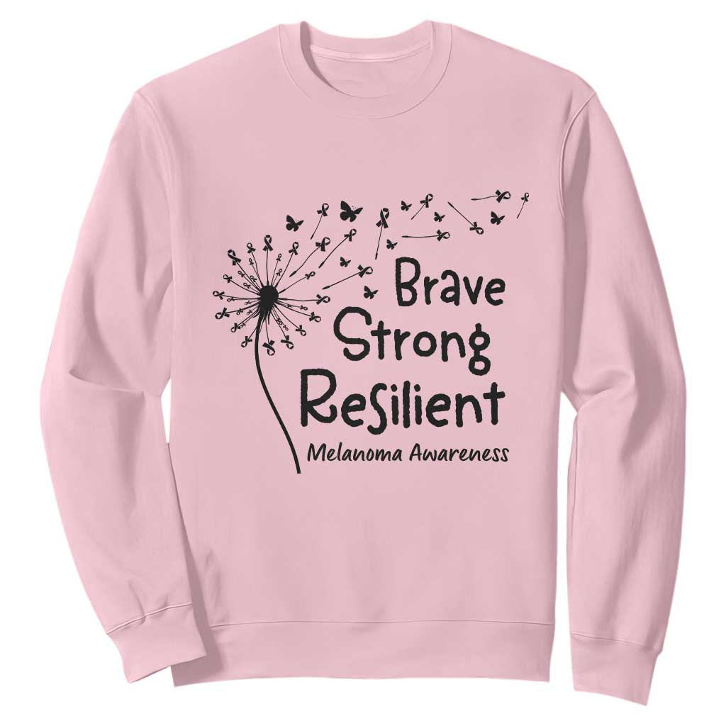 Brave Strong Resilient Sweatshirt Melanoma Warrior Dandelion Gift TS12 Light Pink Print Your Wear