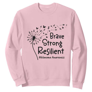 Brave Strong Resilient Sweatshirt Melanoma Warrior Dandelion Gift TS12 Light Pink Print Your Wear
