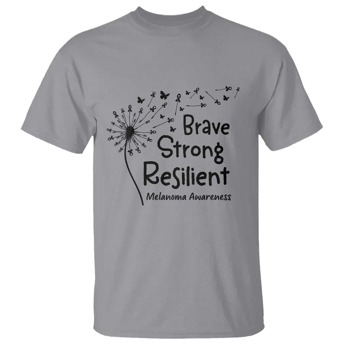 Brave Strong Resilient T Shirt Melanoma Warrior Dandelion Gift TS12 Sport Gray Print Your Wear
