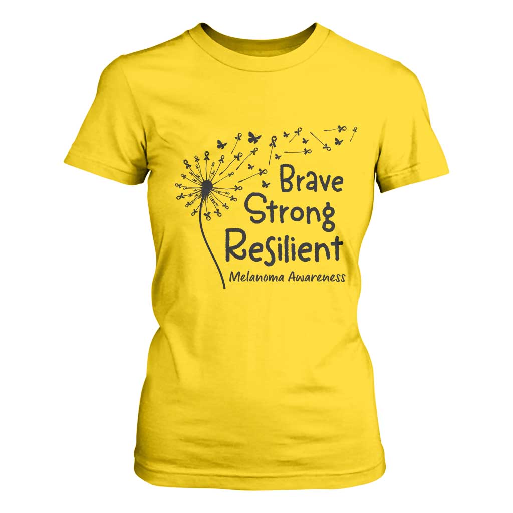 Brave Strong Resilient T Shirt For Women Melanoma Warrior Dandelion Gift TS12 Daisy Print Your Wear