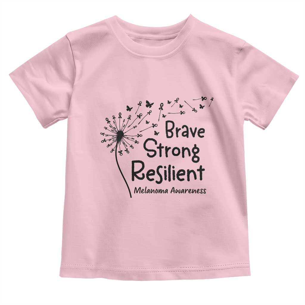 Brave Strong Resilient Toddler T Shirt Melanoma Warrior Dandelion Gift TS12 Light Pink Print Your Wear