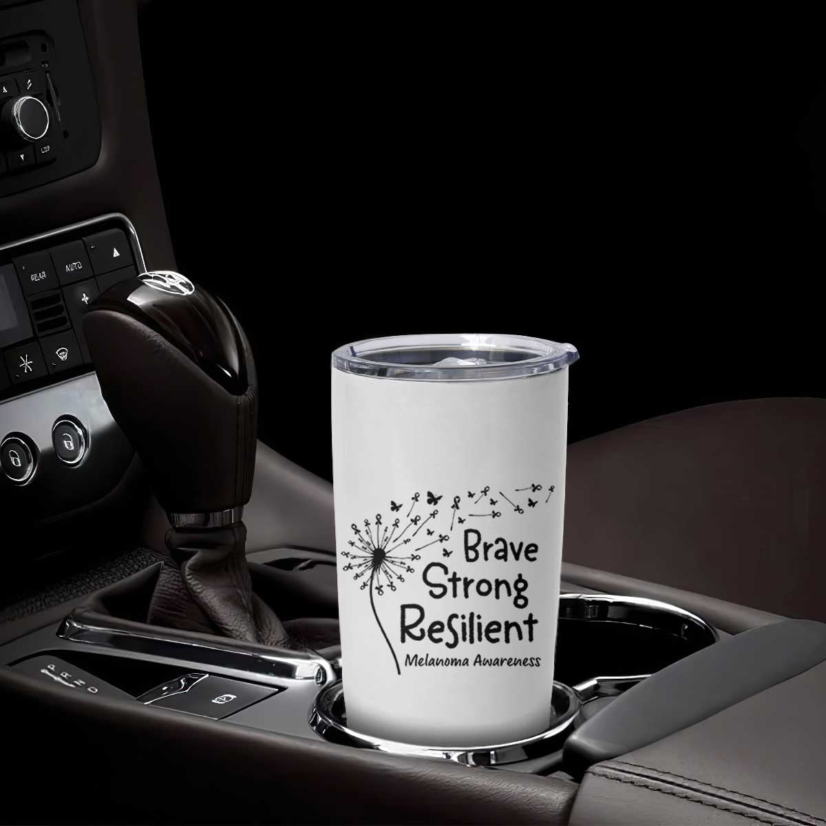Brave Strong Resilient Tumbler Cup Melanoma Warrior Dandelion Gift TS12 Print Your Wear