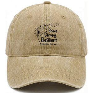 Brave Strong Resilient Washed Cotton Baseball Cap Melanoma Warrior Dandelion Gift TS12 Print Your Wear
