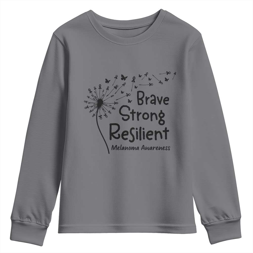 Brave Strong Resilient Youth Sweatshirt Melanoma Warrior Dandelion Gift TS12 Charcoal Print Your Wear