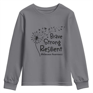 Brave Strong Resilient Youth Sweatshirt Melanoma Warrior Dandelion Gift TS12 Charcoal Print Your Wear