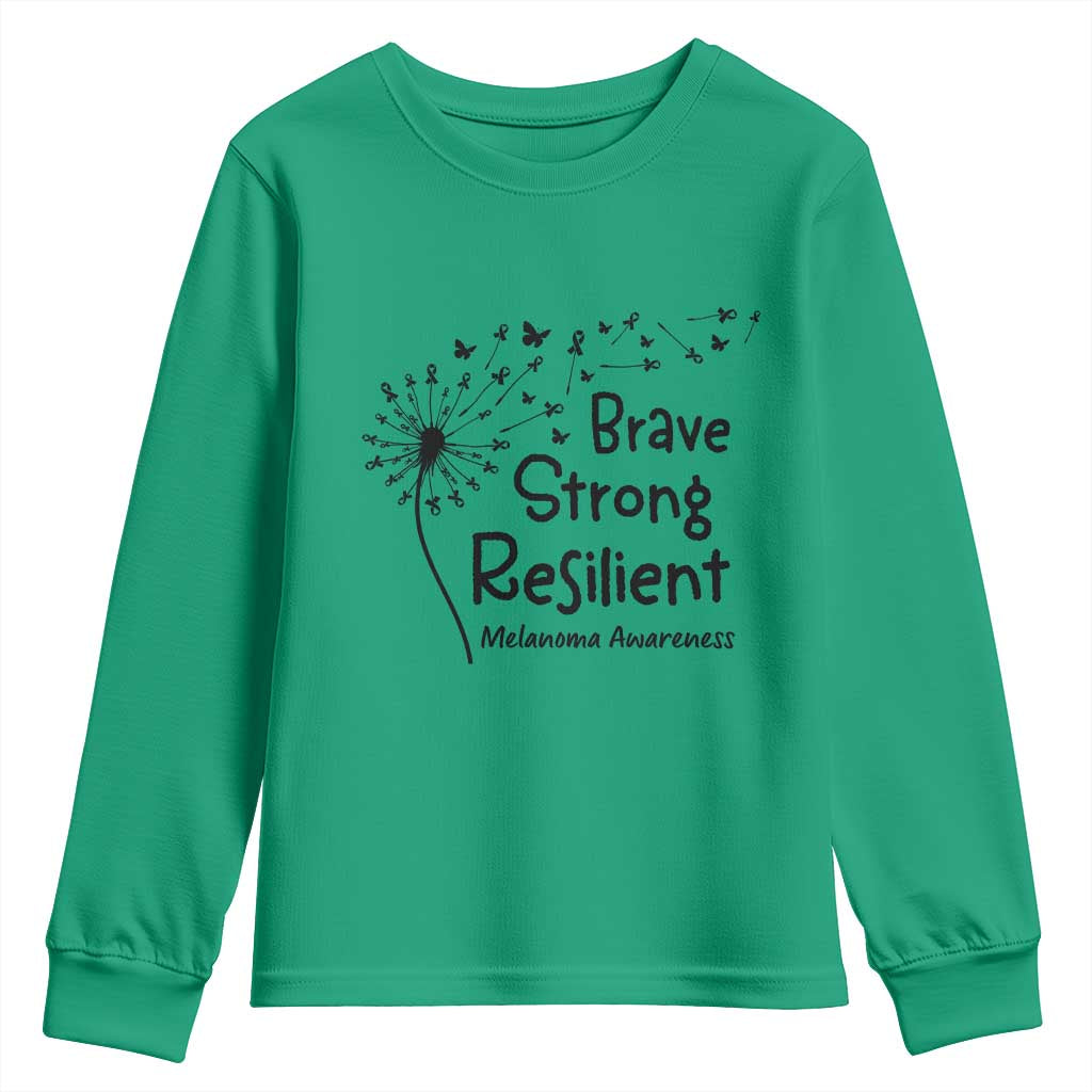 Brave Strong Resilient Youth Sweatshirt Melanoma Warrior Dandelion Gift TS12 Irish Green Print Your Wear