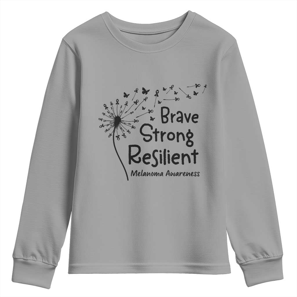 Brave Strong Resilient Youth Sweatshirt Melanoma Warrior Dandelion Gift TS12 Sport Gray Print Your Wear
