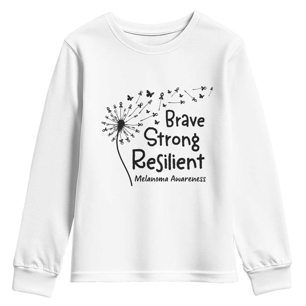 Brave Strong Resilient Youth Sweatshirt Melanoma Warrior Dandelion Gift TS12 White Print Your Wear