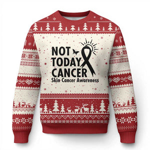 Melanoma Awareness Skin Cancer Warrior Ugly Christmas Sweater Not Today Cancer TS12 Beige Red Print Your Wear