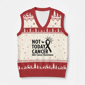 Melanoma Awareness Skin Cancer Warrior V-Neck Knit Sweater Vest Not Today Cancer TS12 Beige Red Print Your Wear