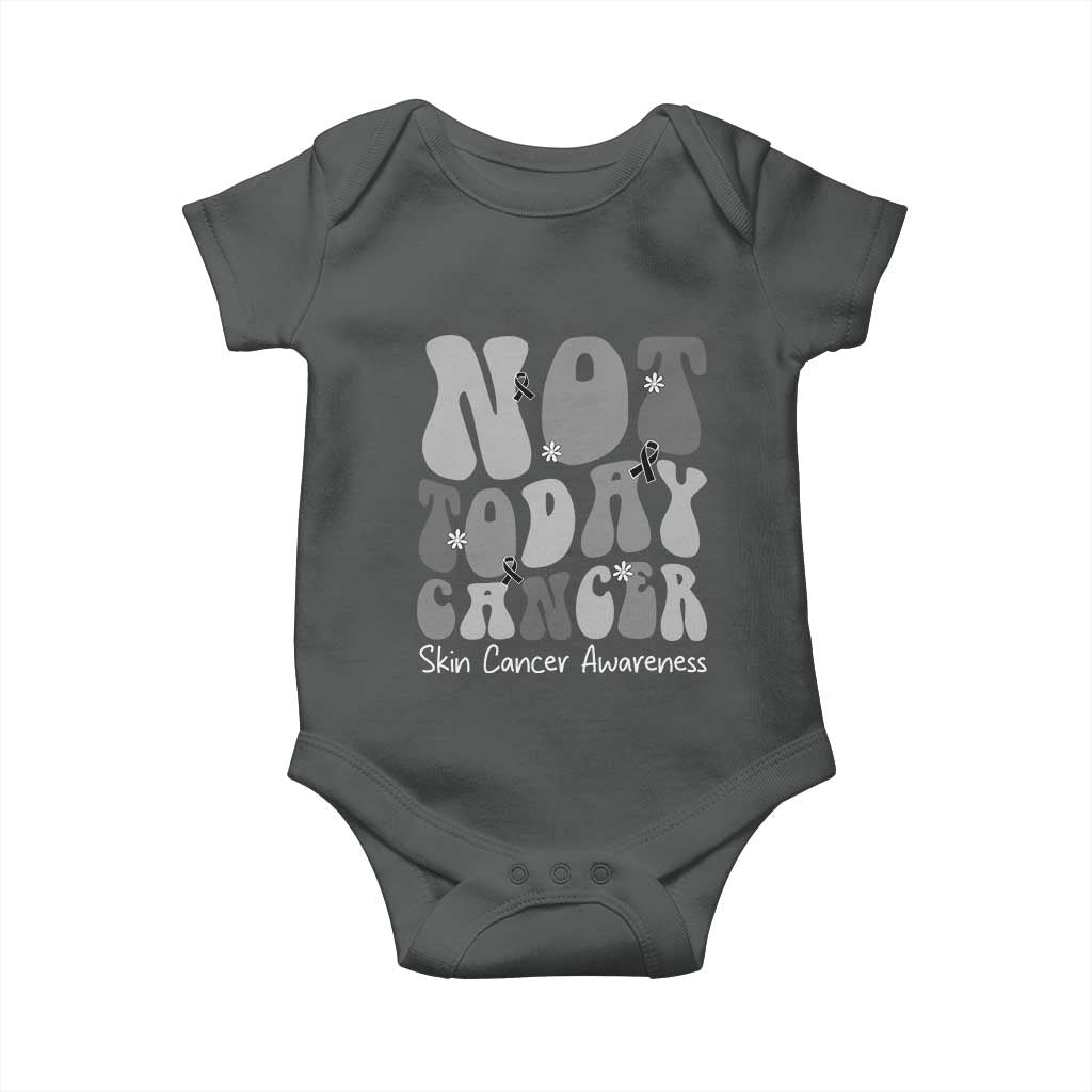 Not Today Melanoma Warrior Skeleton Cancer Fighter Baby Onesie TS12 Dark Heather Print Your Wear