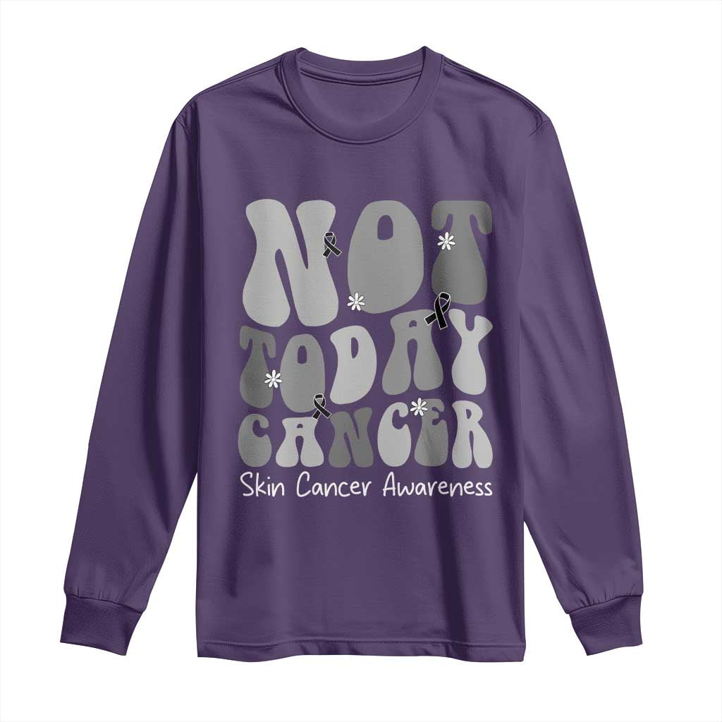 Not Today Melanoma Warrior Skeleton Cancer Fighter Long Sleeve Shirt TS12 Purple Print Your Wear