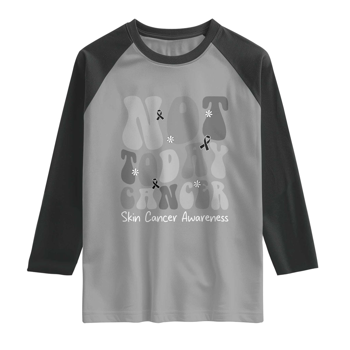 Not Today Melanoma Warrior Skeleton Cancer Fighter Raglan Shirt TS12 Sport Gray Black Print Your Wear