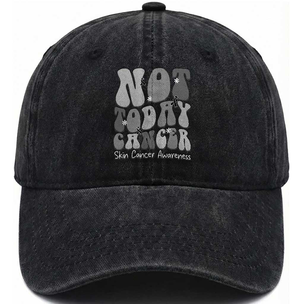 Not Today Melanoma Warrior Skeleton Cancer Fighter Washed Cotton Baseball Cap TS12 Print Your Wear