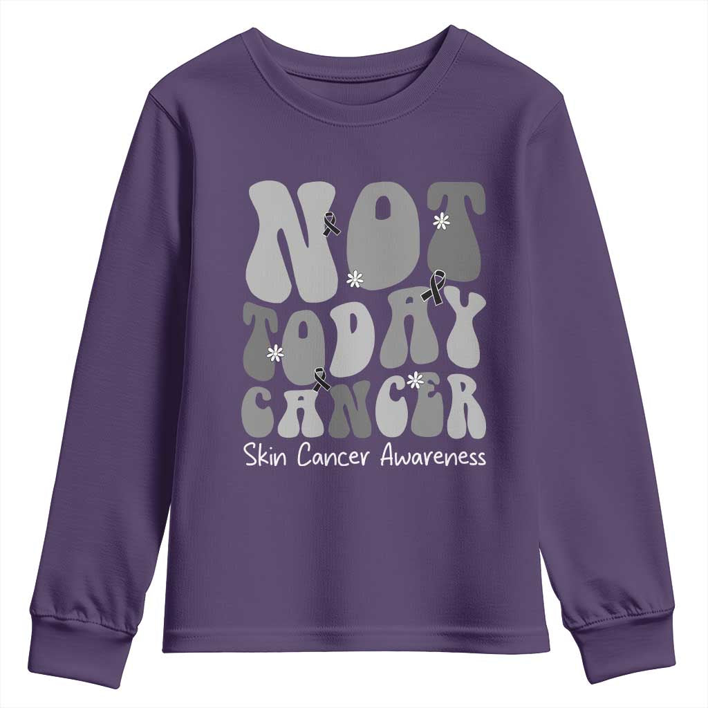 Not Today Melanoma Warrior Skeleton Cancer Fighter Youth Sweatshirt TS12 Purple Print Your Wear