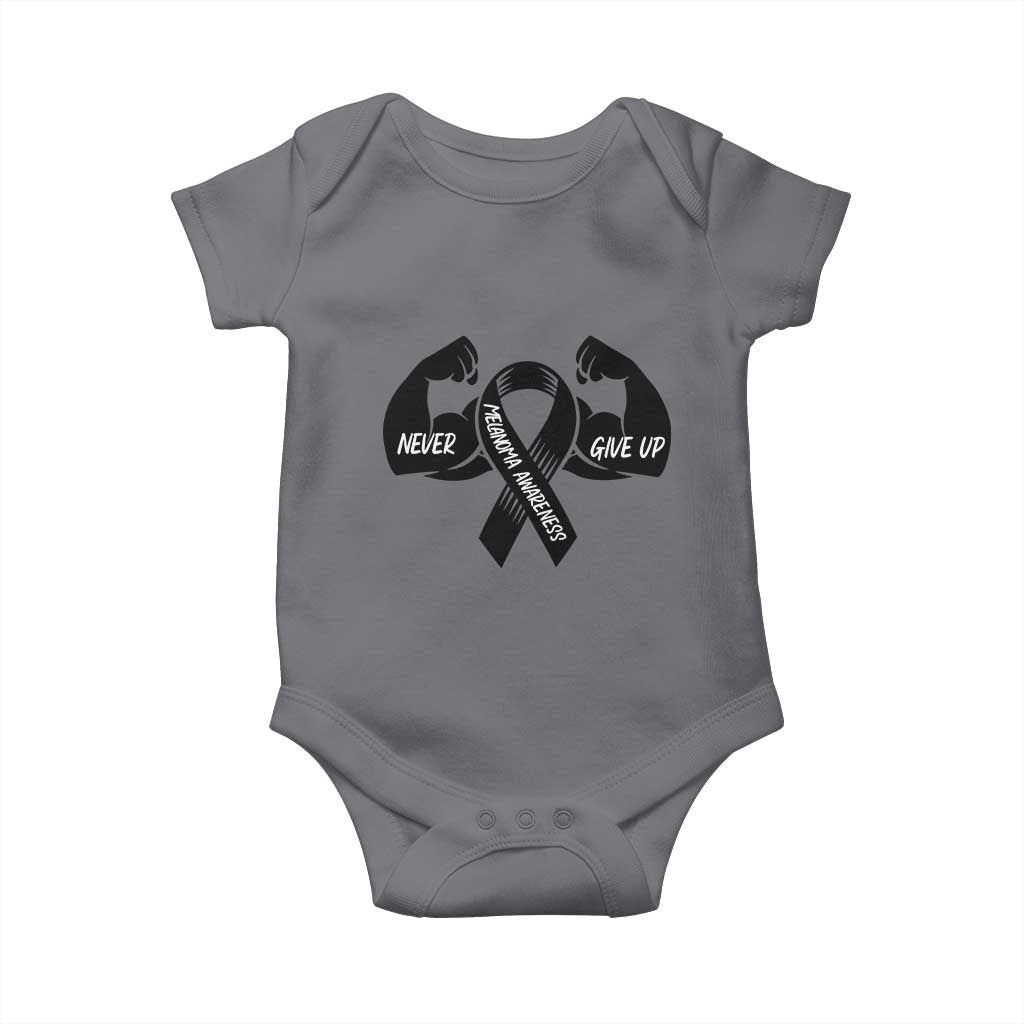Melanoma Awareness Warrior Baby Onesie Never Give Up TS12 Charcoal Print Your Wear