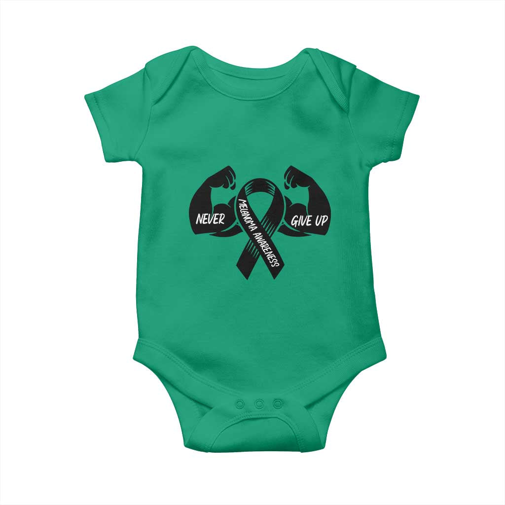 Melanoma Awareness Warrior Baby Onesie Never Give Up TS12 Irish Green Print Your Wear