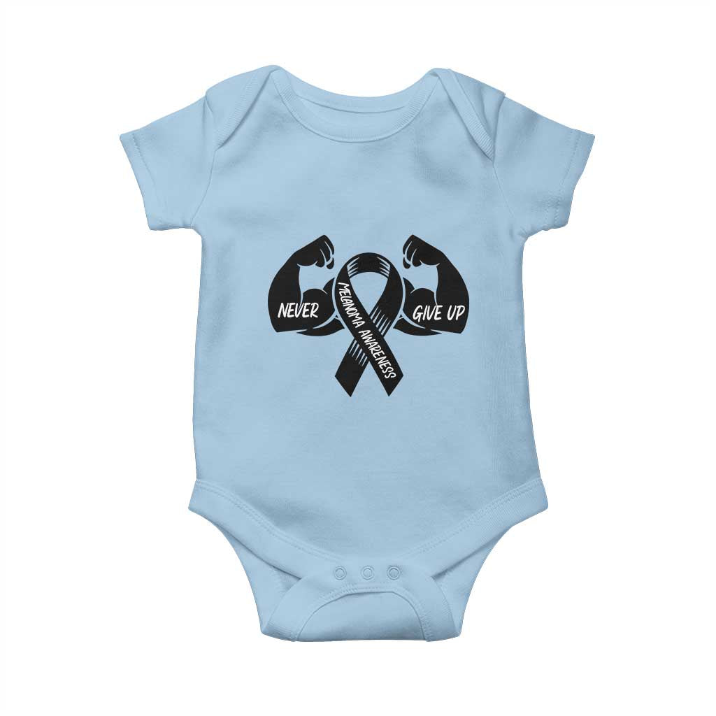 Melanoma Awareness Warrior Baby Onesie Never Give Up TS12 Light Blue Print Your Wear