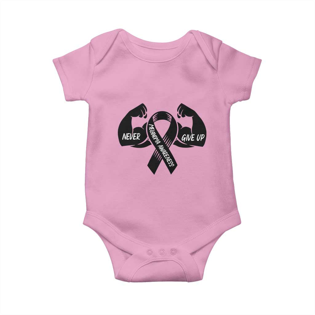 Melanoma Awareness Warrior Baby Onesie Never Give Up TS12 Light Pink Print Your Wear