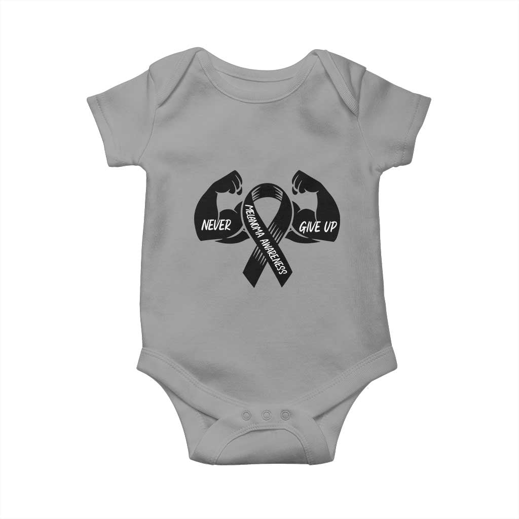 Melanoma Awareness Warrior Baby Onesie Never Give Up TS12 Sport Gray Print Your Wear