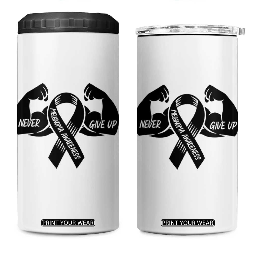 Melanoma Awareness Warrior 4 in 1 Can Cooler Tumbler Never Give Up TS12 One Size: 16 oz White Print Your Wear