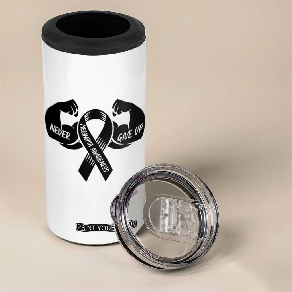 Melanoma Awareness Warrior 4 in 1 Can Cooler Tumbler Never Give Up TS12 Print Your Wear