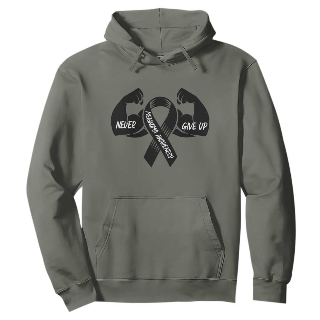Melanoma Awareness Warrior Hoodie Never Give Up TS12 Military Green Print Your Wear