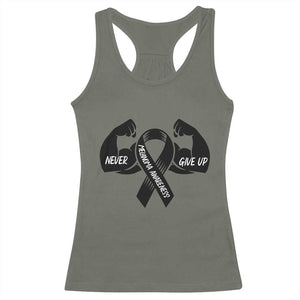 Melanoma Awareness Warrior Racerback Tank Top Never Give Up TS12 Military Green Print Your Wear
