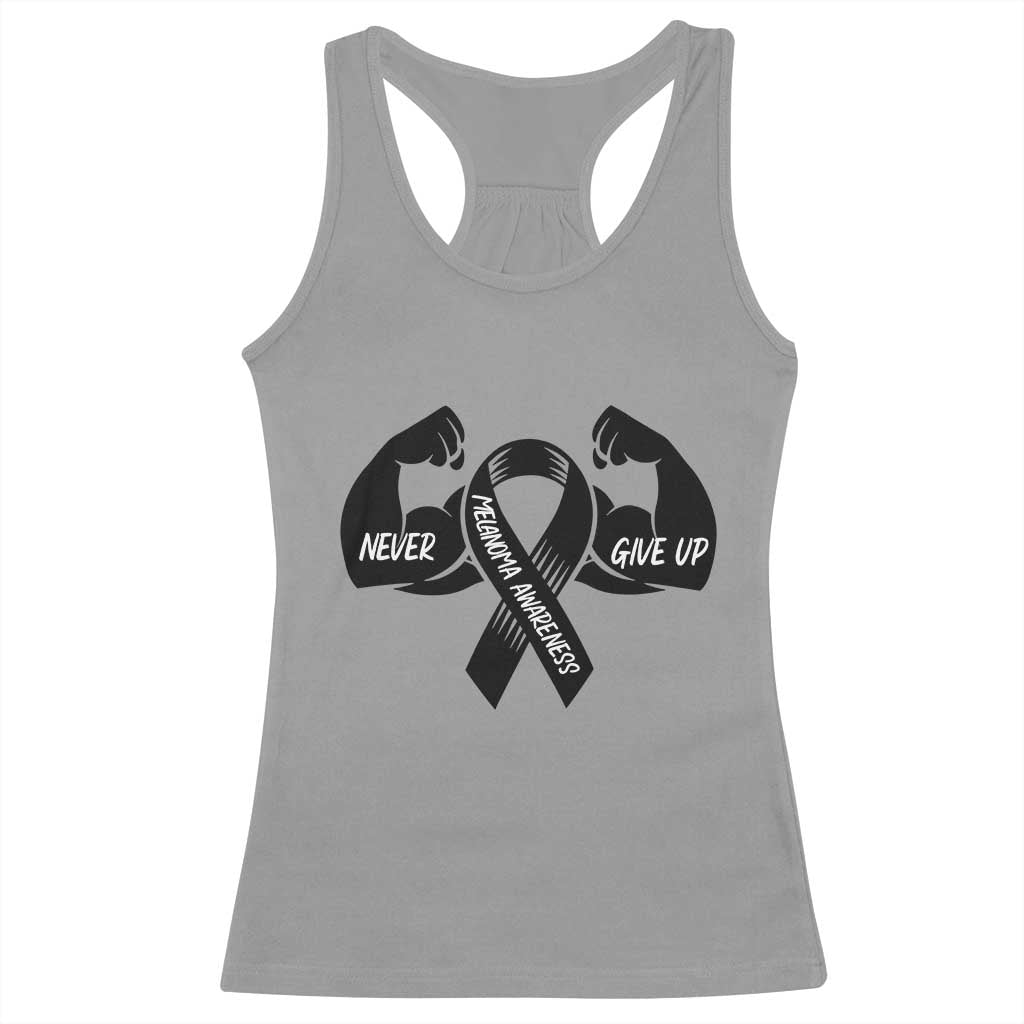 Melanoma Awareness Warrior Racerback Tank Top Never Give Up TS12 Sport Gray Print Your Wear
