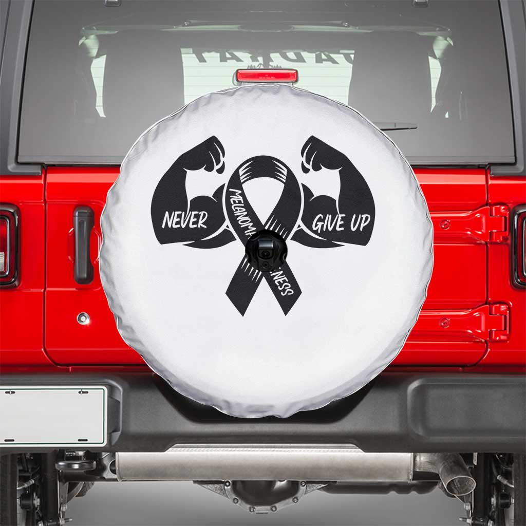 Melanoma Awareness Warrior Spare Tire Cover Never Give Up TS12 White Print Your Wear