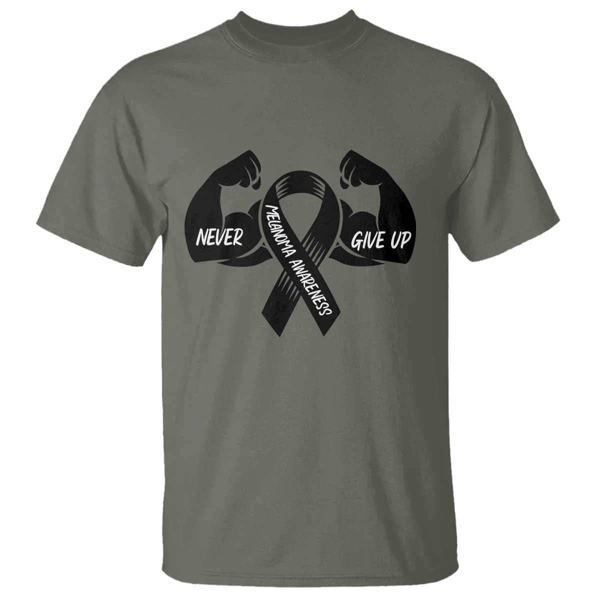 Melanoma Awareness Warrior T Shirt Never Give Up TS12 Military Green Print Your Wear