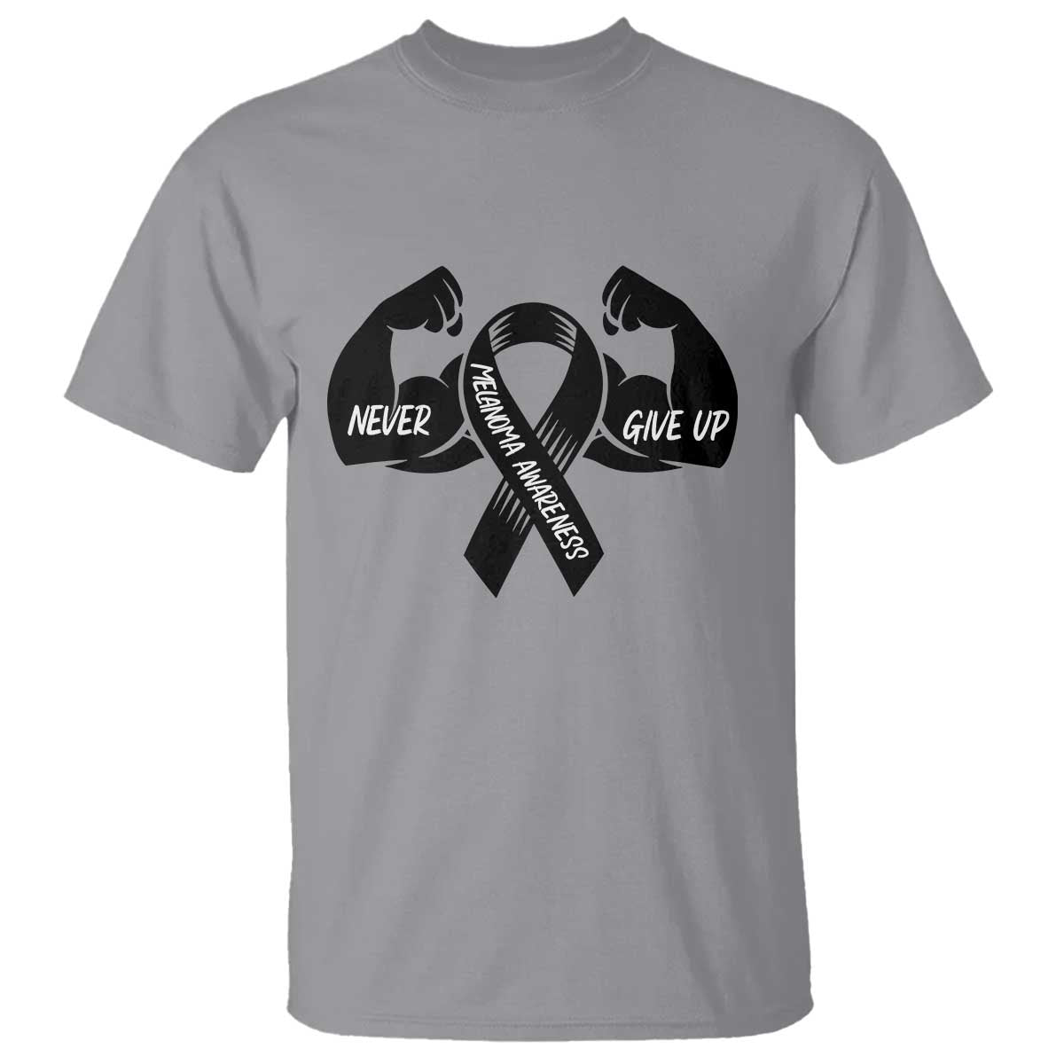 Melanoma Awareness Warrior T Shirt Never Give Up TS12 Sport Gray Print Your Wear