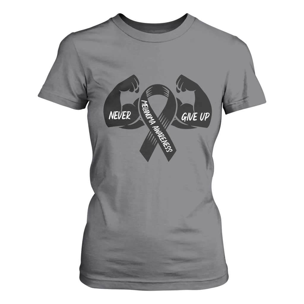 Melanoma Awareness Warrior T Shirt For Women Never Give Up TS12 Charcoal Print Your Wear