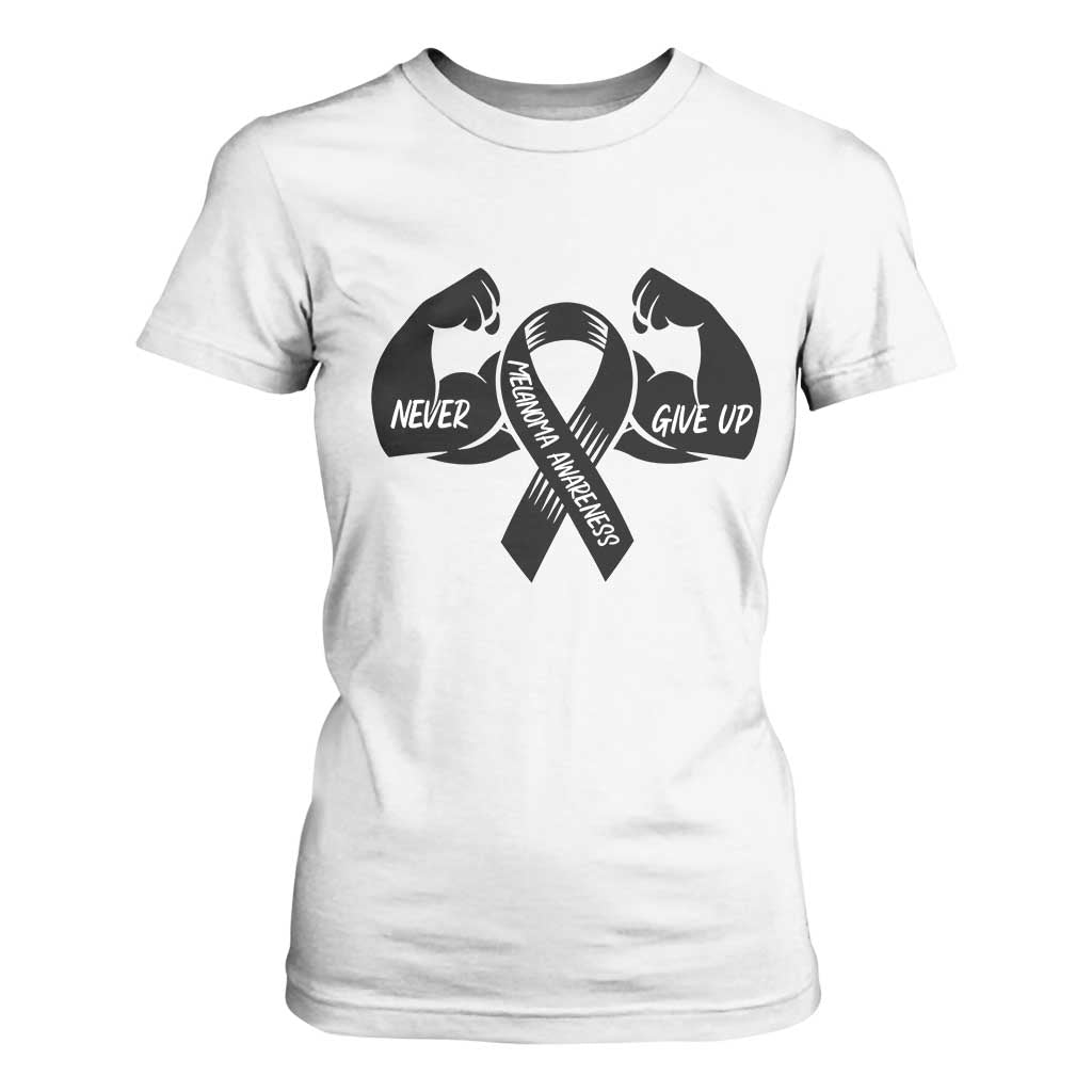 Melanoma Awareness Warrior T Shirt For Women Never Give Up TS12 White Print Your Wear