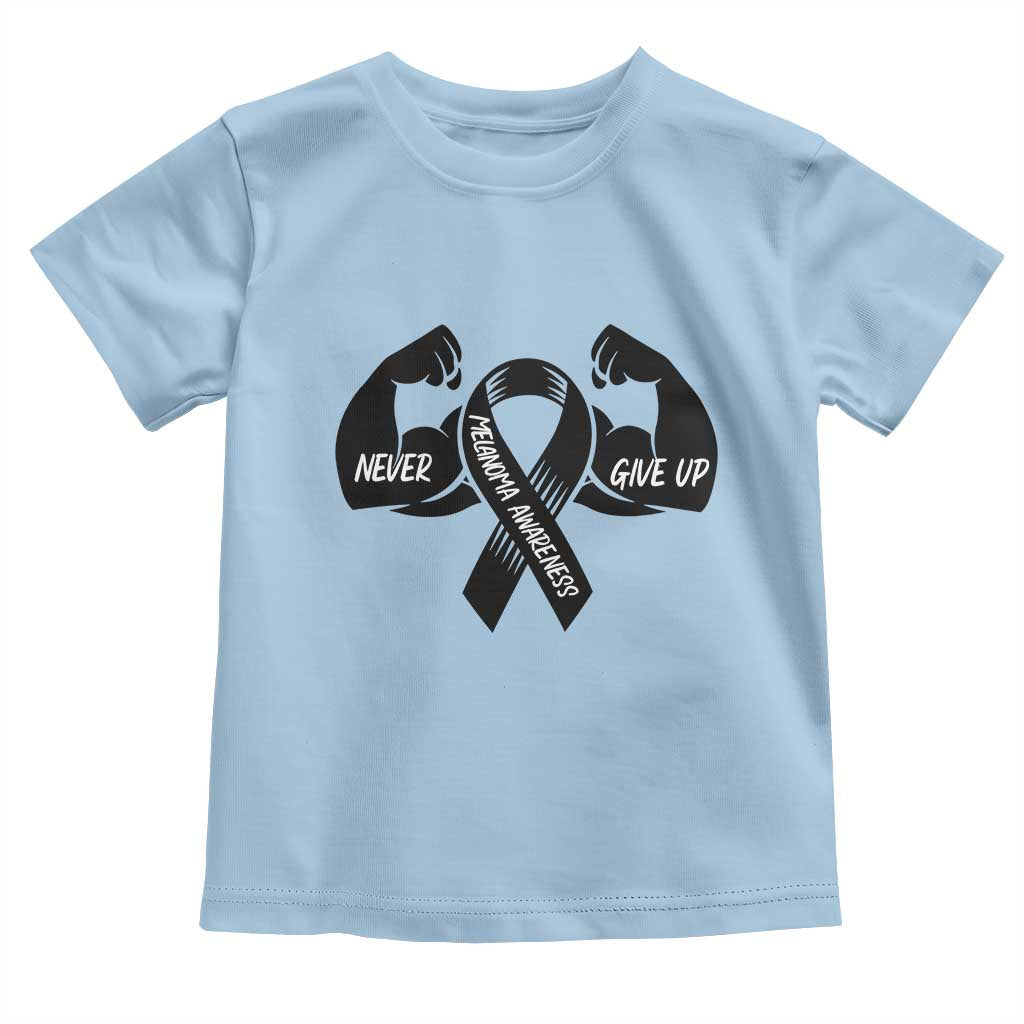 Melanoma Awareness Warrior Toddler T Shirt Never Give Up TS12 Light Blue Print Your Wear