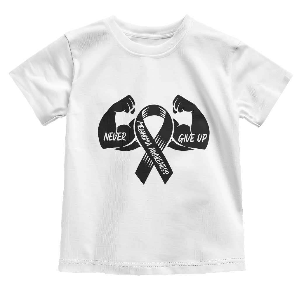 Melanoma Awareness Warrior Toddler T Shirt Never Give Up TS12 White Print Your Wear