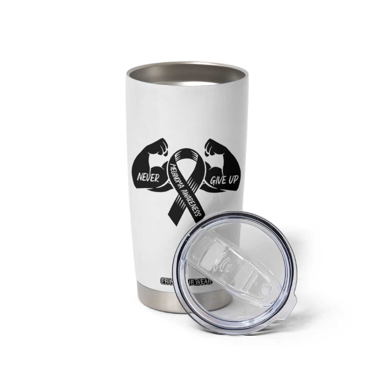 Melanoma Awareness Warrior Tumbler Cup Never Give Up TS12 Print Your Wear