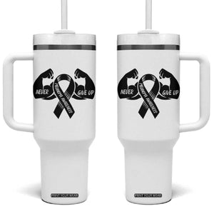 Melanoma Awareness Warrior Tumbler With Handle Never Give Up TS12 One Size: 40 oz White Print Your Wear