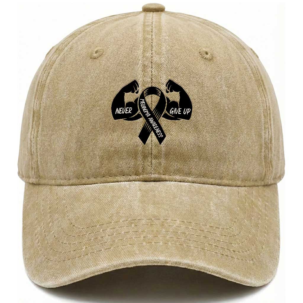 Melanoma Awareness Warrior Washed Cotton Baseball Cap Never Give Up TS12 Print Your Wear