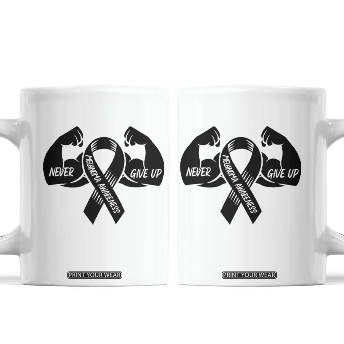 Melanoma Awareness Warrior Coffee Mug Never Give Up TS12 White Print Your Wear