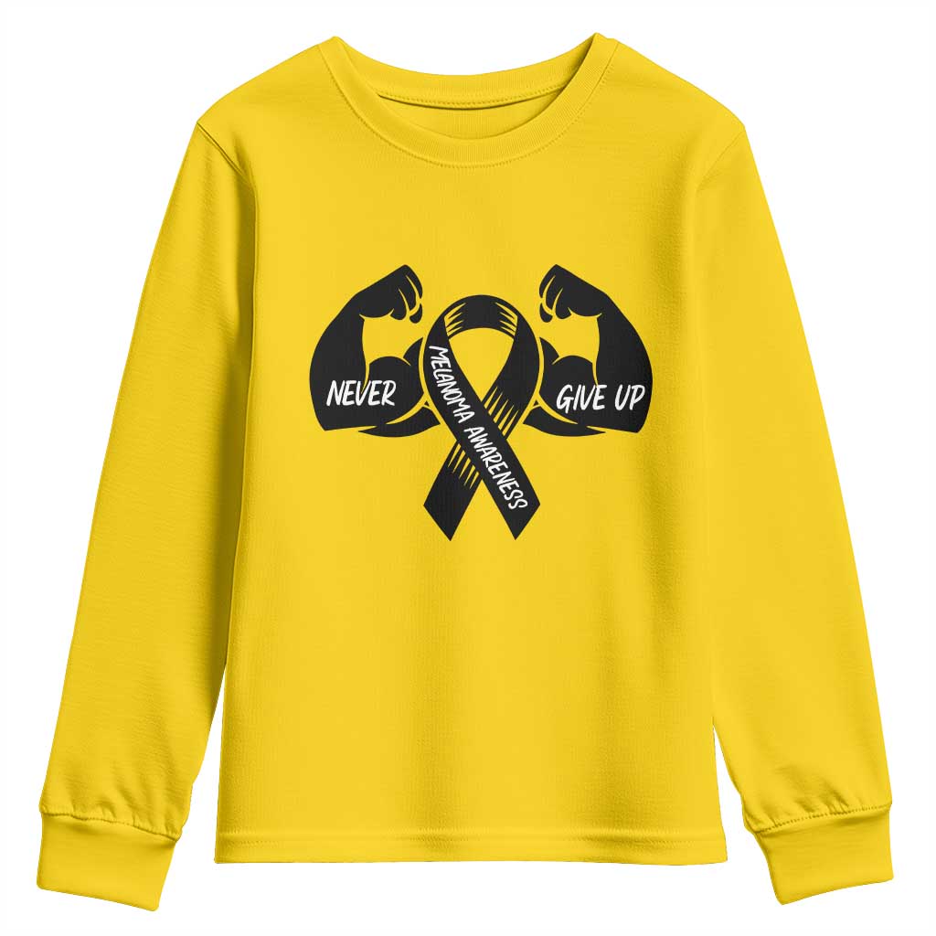 Melanoma Awareness Warrior Youth Sweatshirt Never Give Up TS12 Daisy Print Your Wear