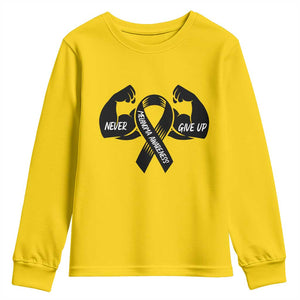 Melanoma Awareness Warrior Youth Sweatshirt Never Give Up TS12 Daisy Print Your Wear