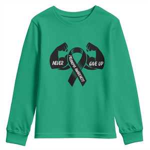 Melanoma Awareness Warrior Youth Sweatshirt Never Give Up TS12 Irish Green Print Your Wear