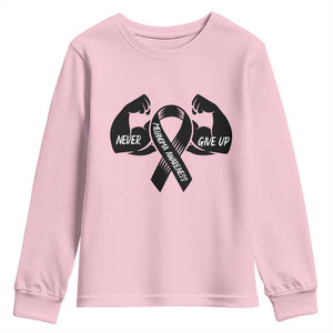 Melanoma Awareness Warrior Youth Sweatshirt Never Give Up TS12 Light Pink Print Your Wear