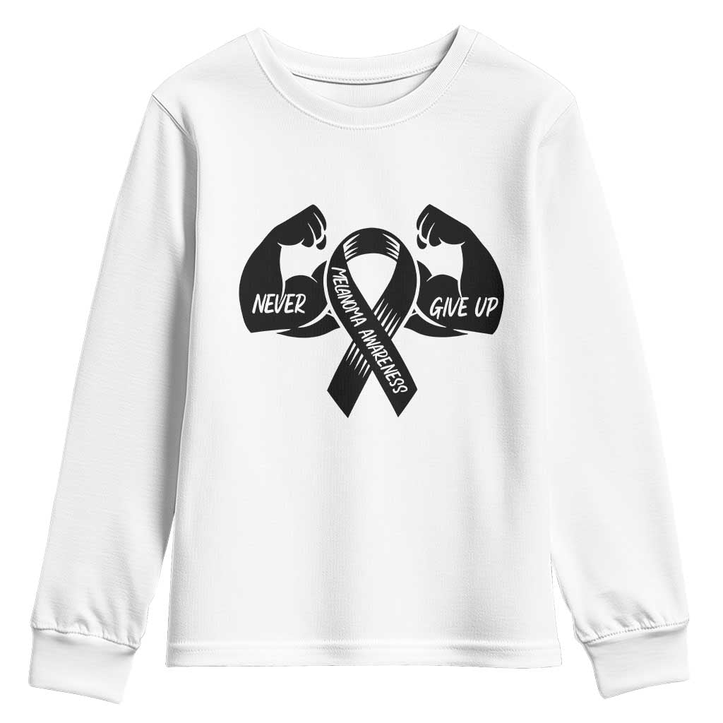 Melanoma Awareness Warrior Youth Sweatshirt Never Give Up TS12 White Print Your Wear