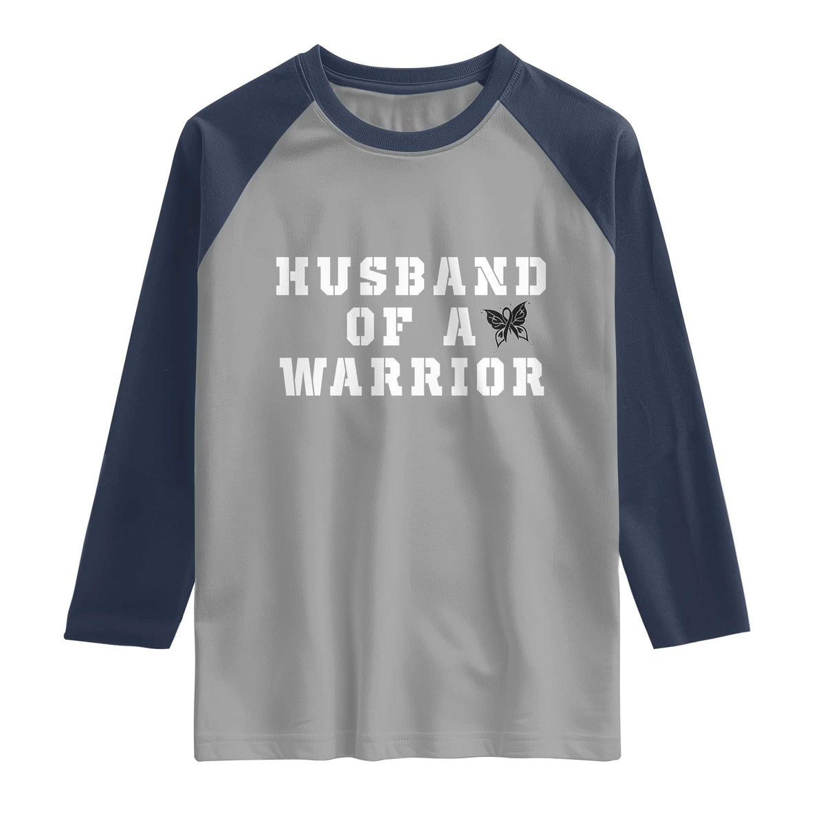 Husband Of A Warrior Raglan Shirt Melanoma Awareness Wife Support TS12 Sport Gray Navy Print Your Wear