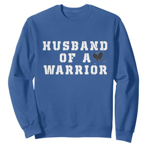 Husband Of A Warrior Sweatshirt Melanoma Awareness Wife Support TS12 Royal Blue Print Your Wear