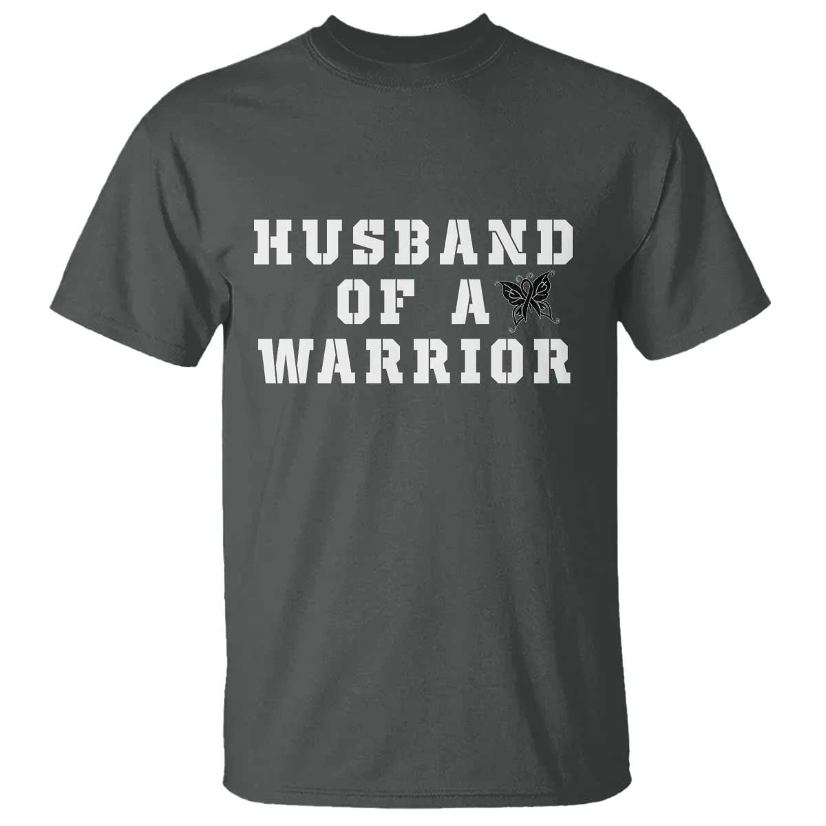Husband Of A Warrior T Shirt Melanoma Awareness Wife Support TS12 Dark Heather Print Your Wear