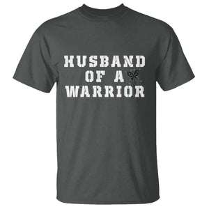 Husband Of A Warrior T Shirt Melanoma Awareness Wife Support TS12 Dark Heather Print Your Wear